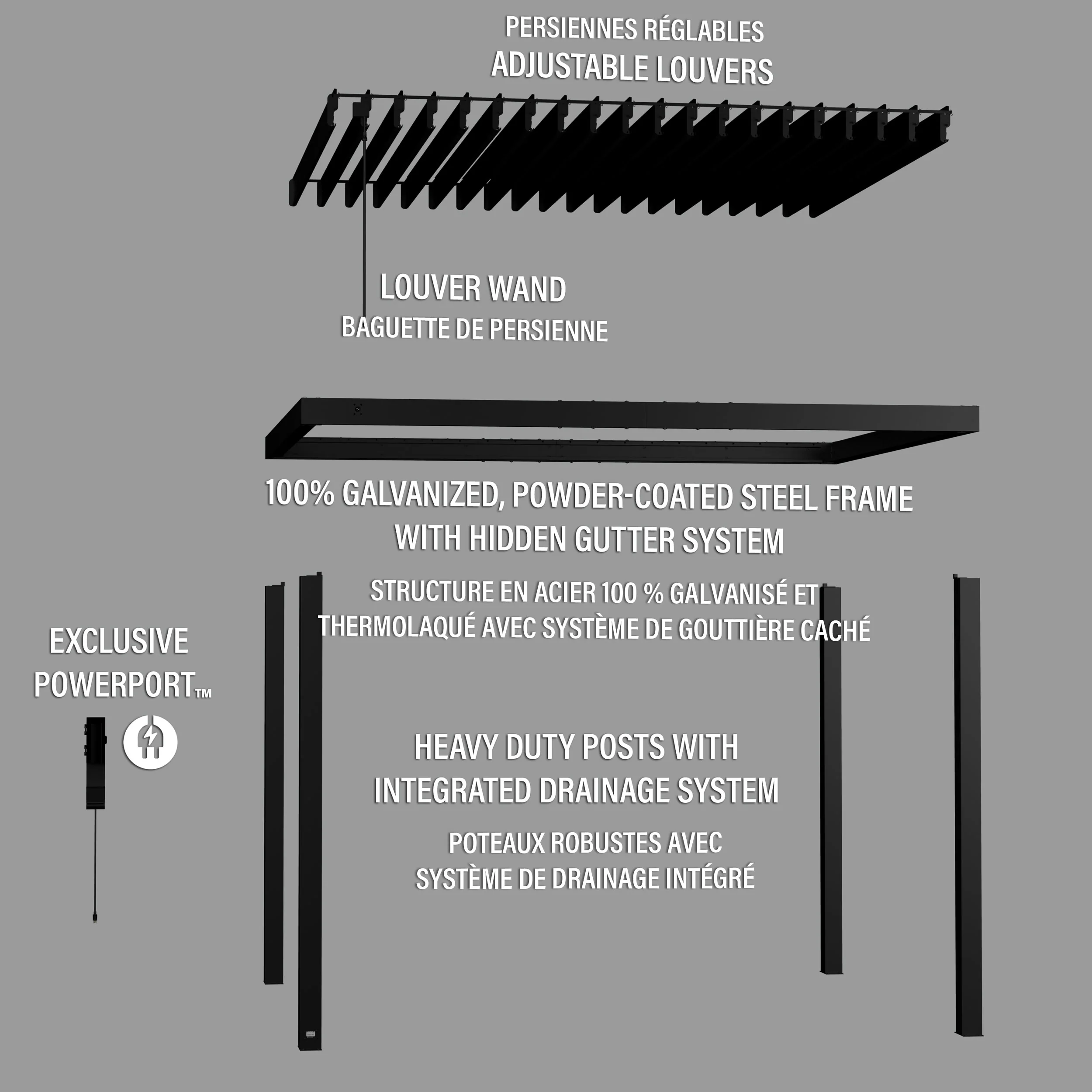 Sarasota 12ft x 10ft Steel Louvered Pergola - Image 12