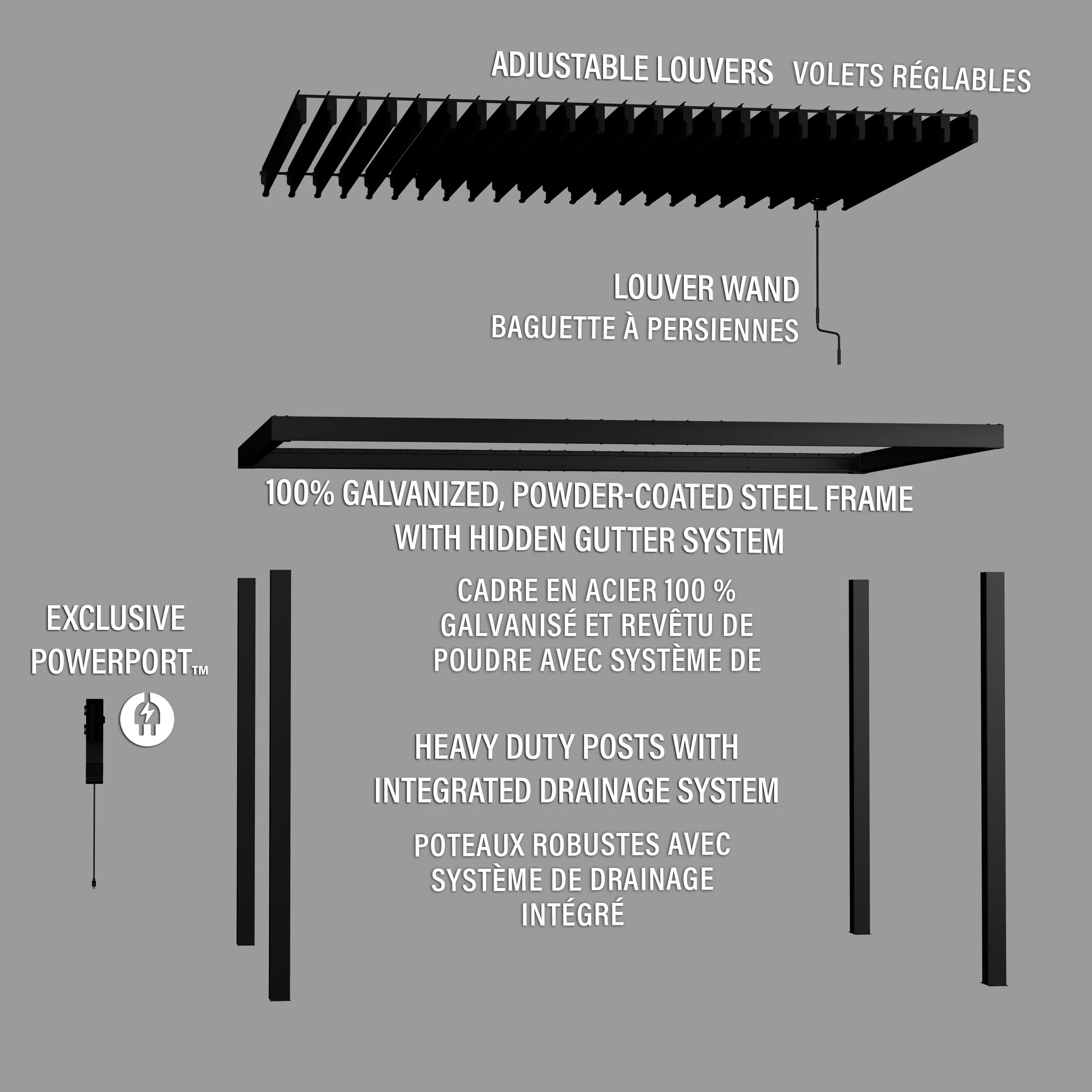 Sarasota 16ft x 10ft Steel Louvered Pergola - Image 12