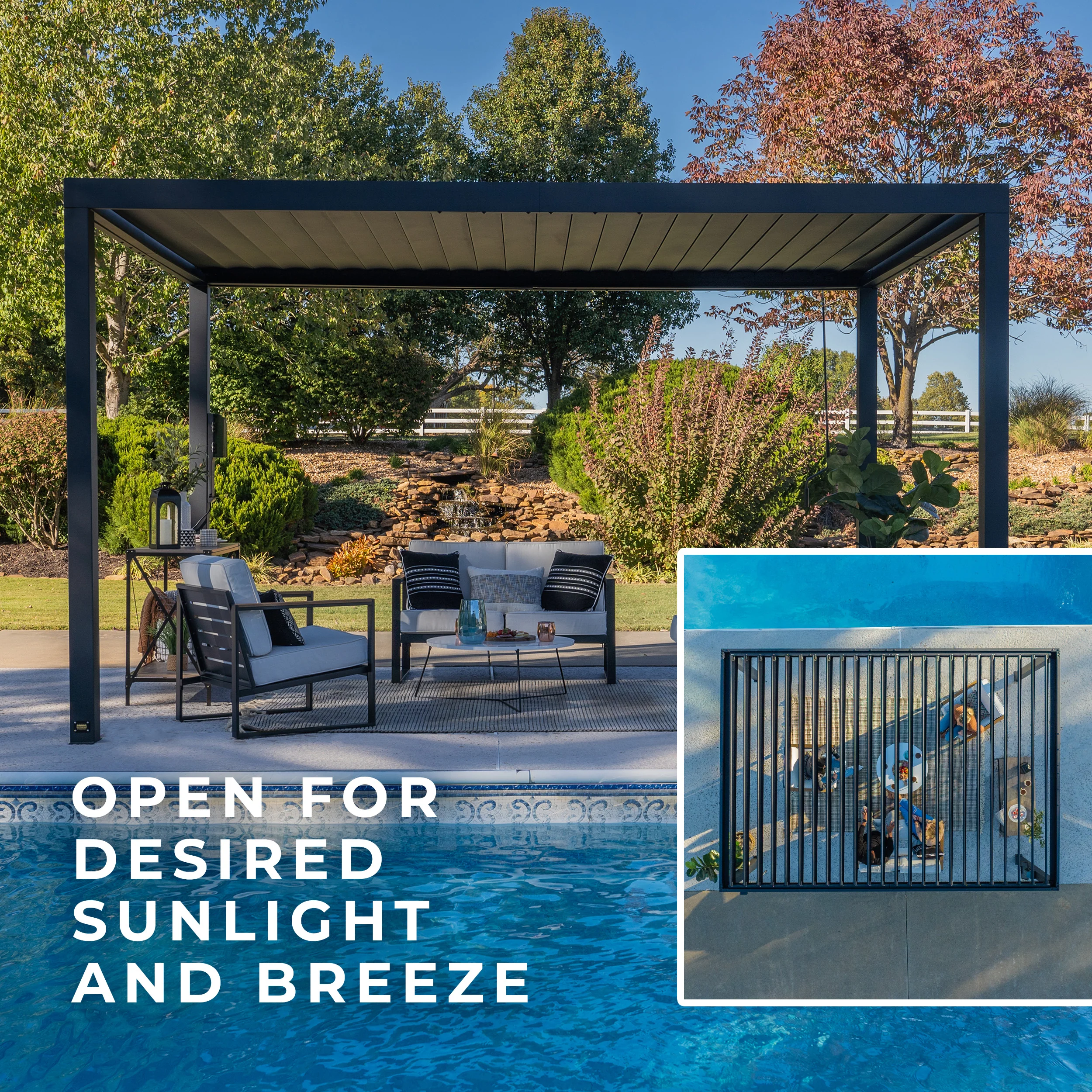 Sarasota 20ft x 10ft Steel Louvered Pergola - Image 5