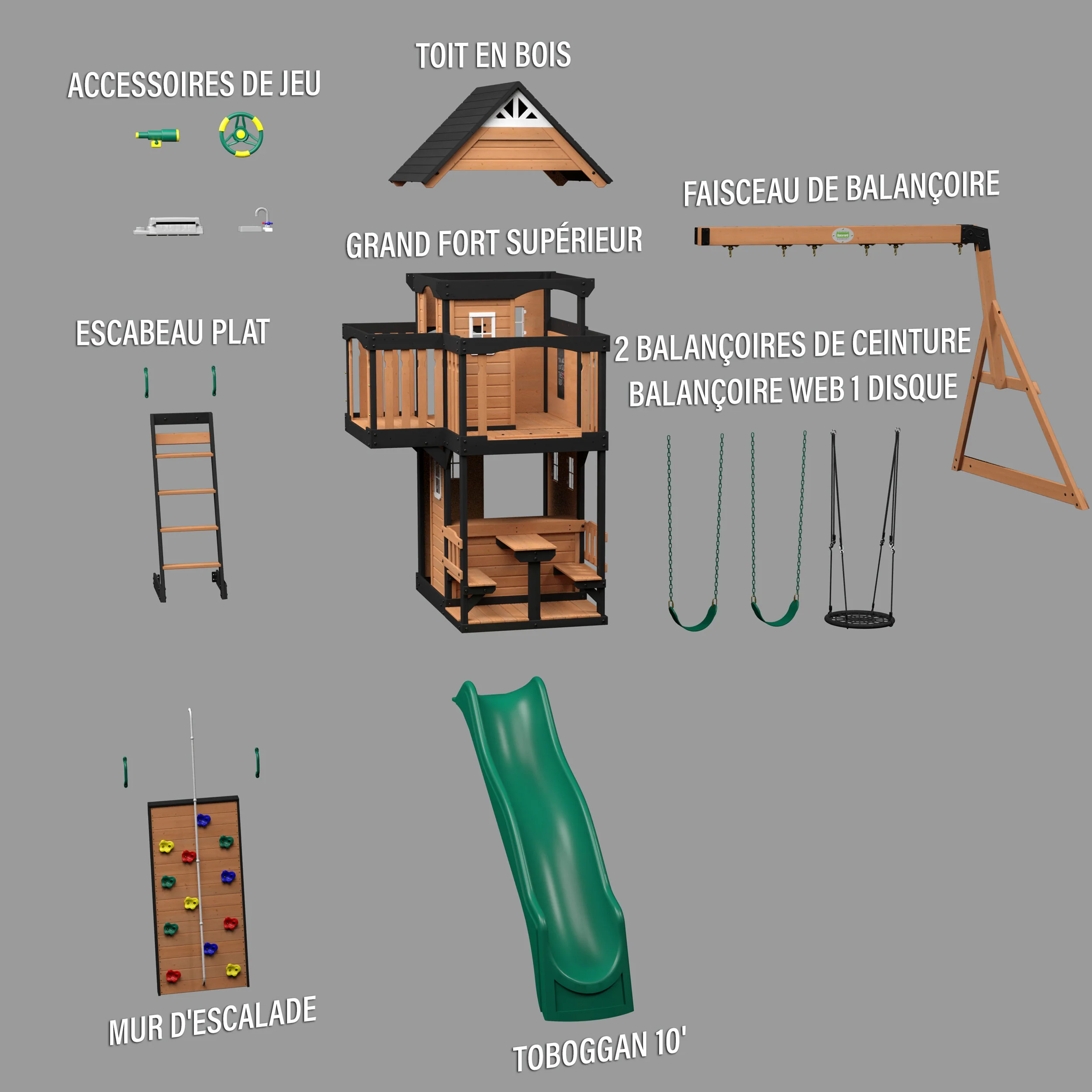 Canyon Creek Swing Set with Green Wave Slide - Image 10