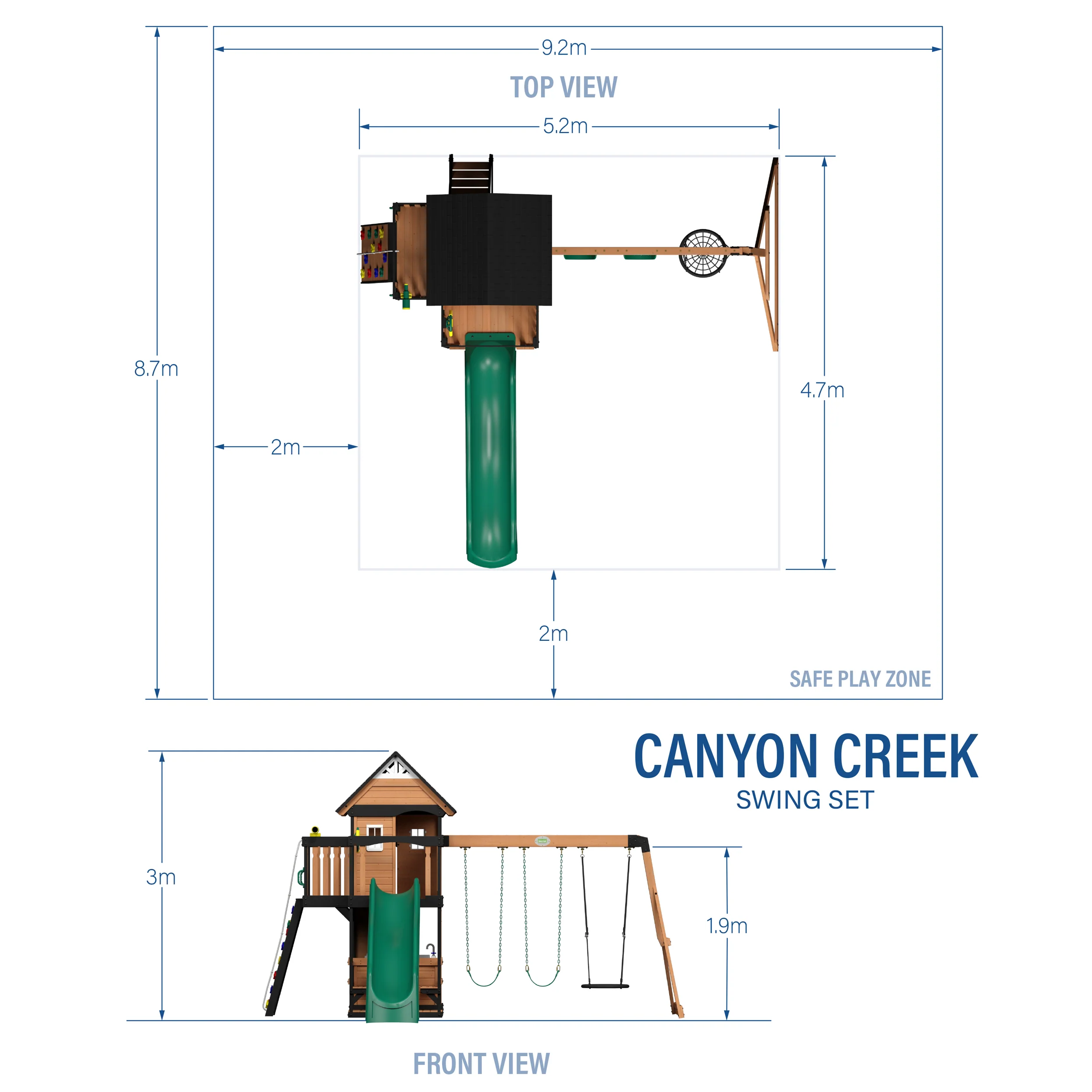 Canyon Creek Swing Set with Green Wave Slide - Image 2