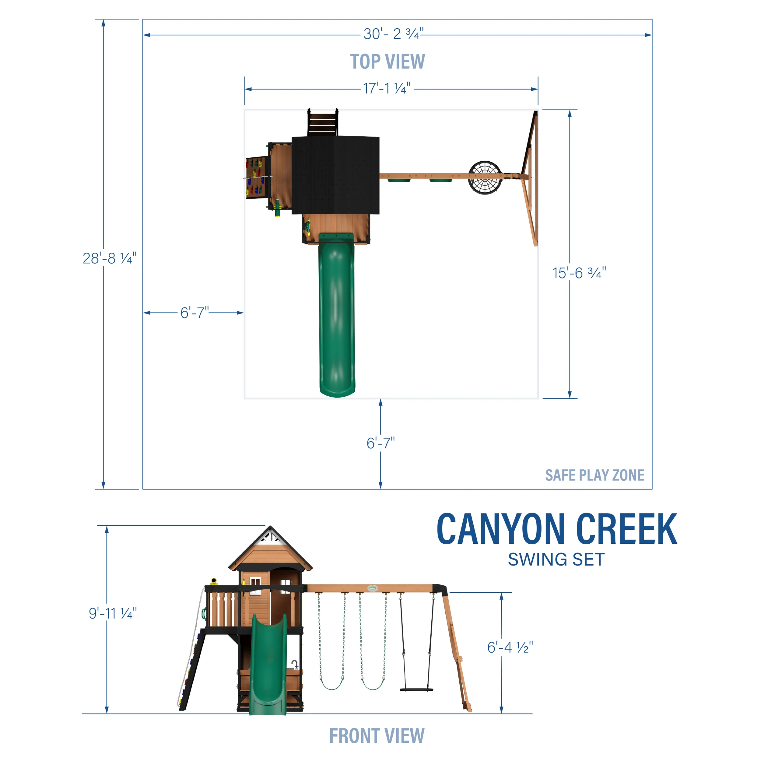 Canyon Creek Swing Set with Green Wave Slide - Image 3