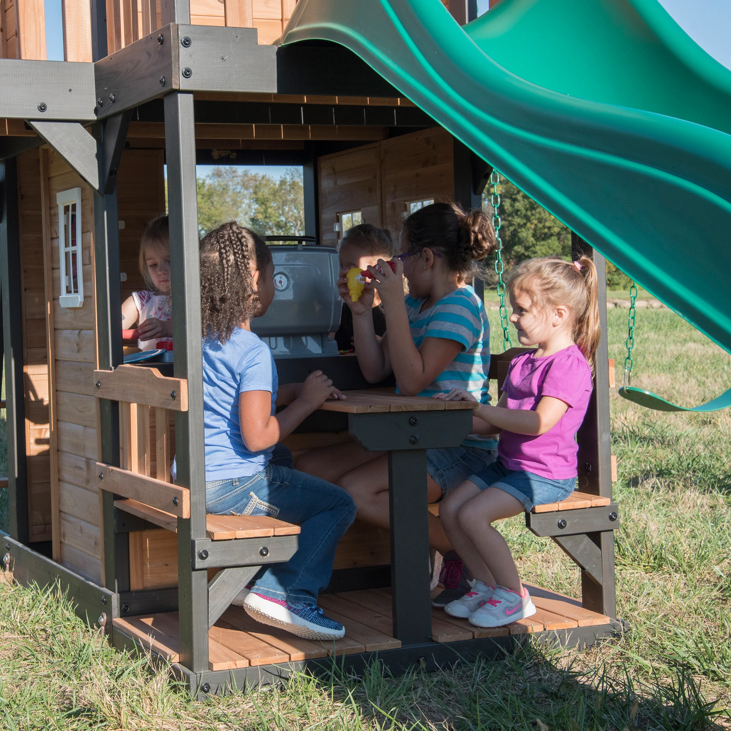 Canyon Creek Swing Set with Green Wave Slide - Image 6