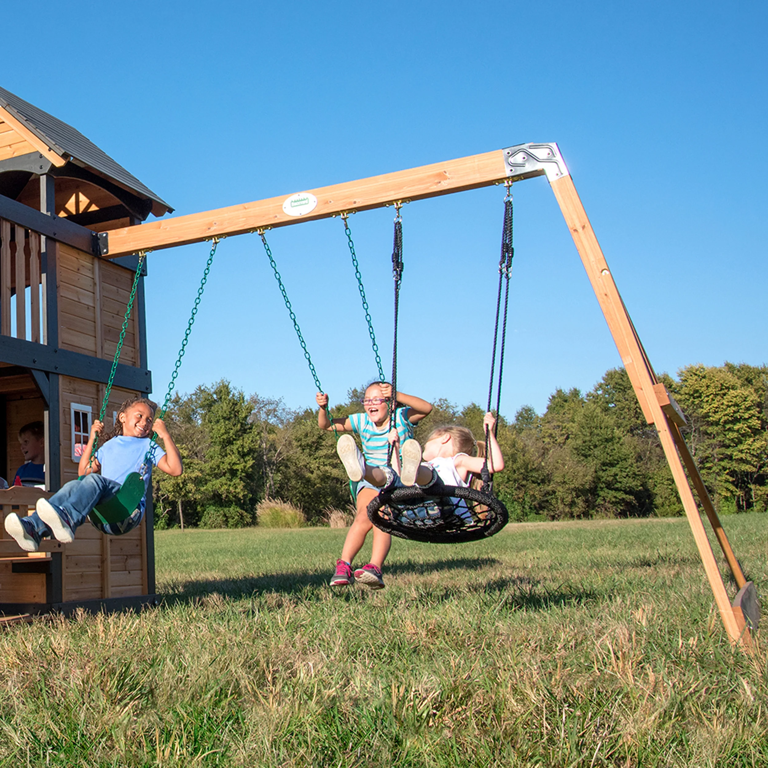 Canyon Creek Swing Set with Green Wave Slide - Image 7