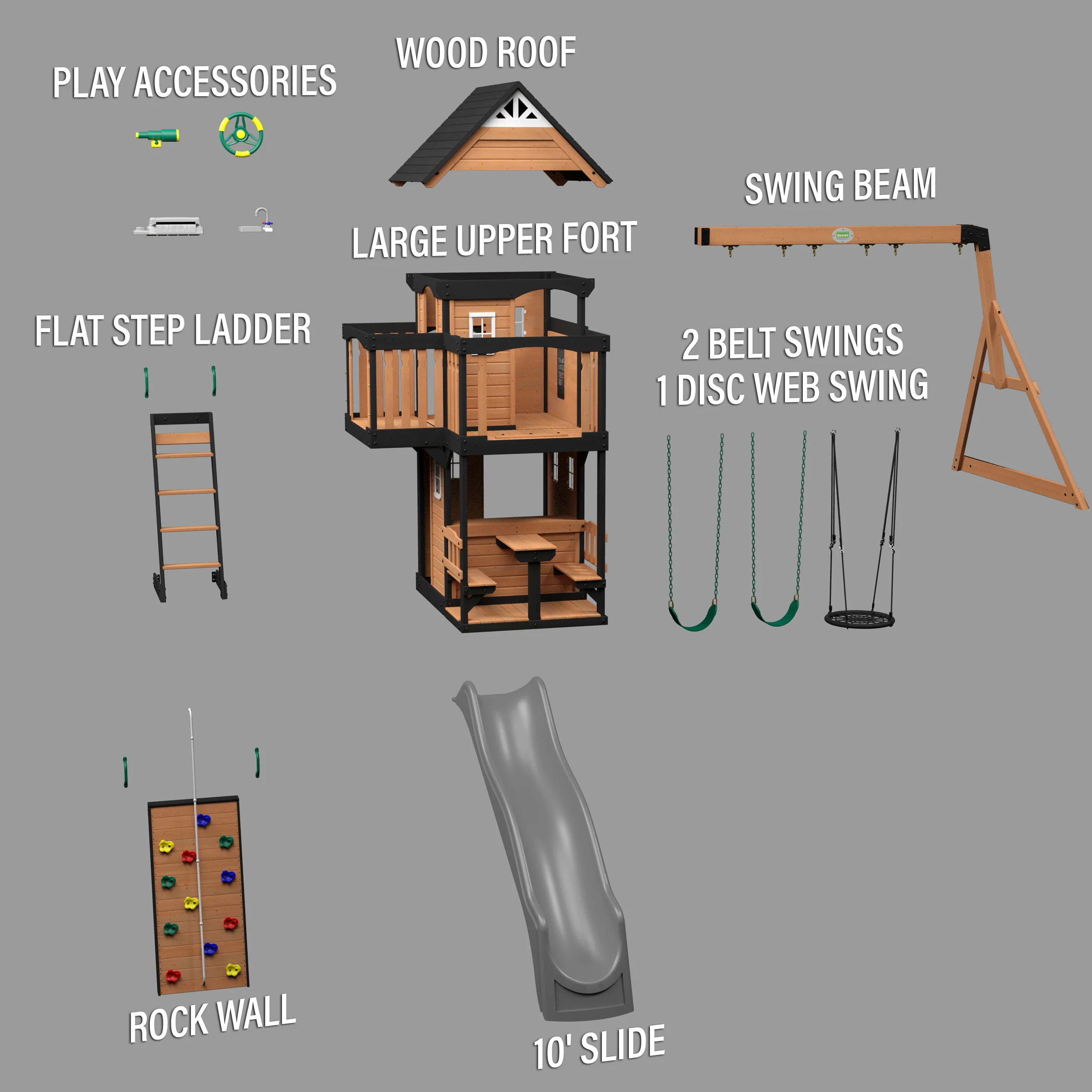 Canyon Creek Swing Set with Gray Wave Slide - Image 11