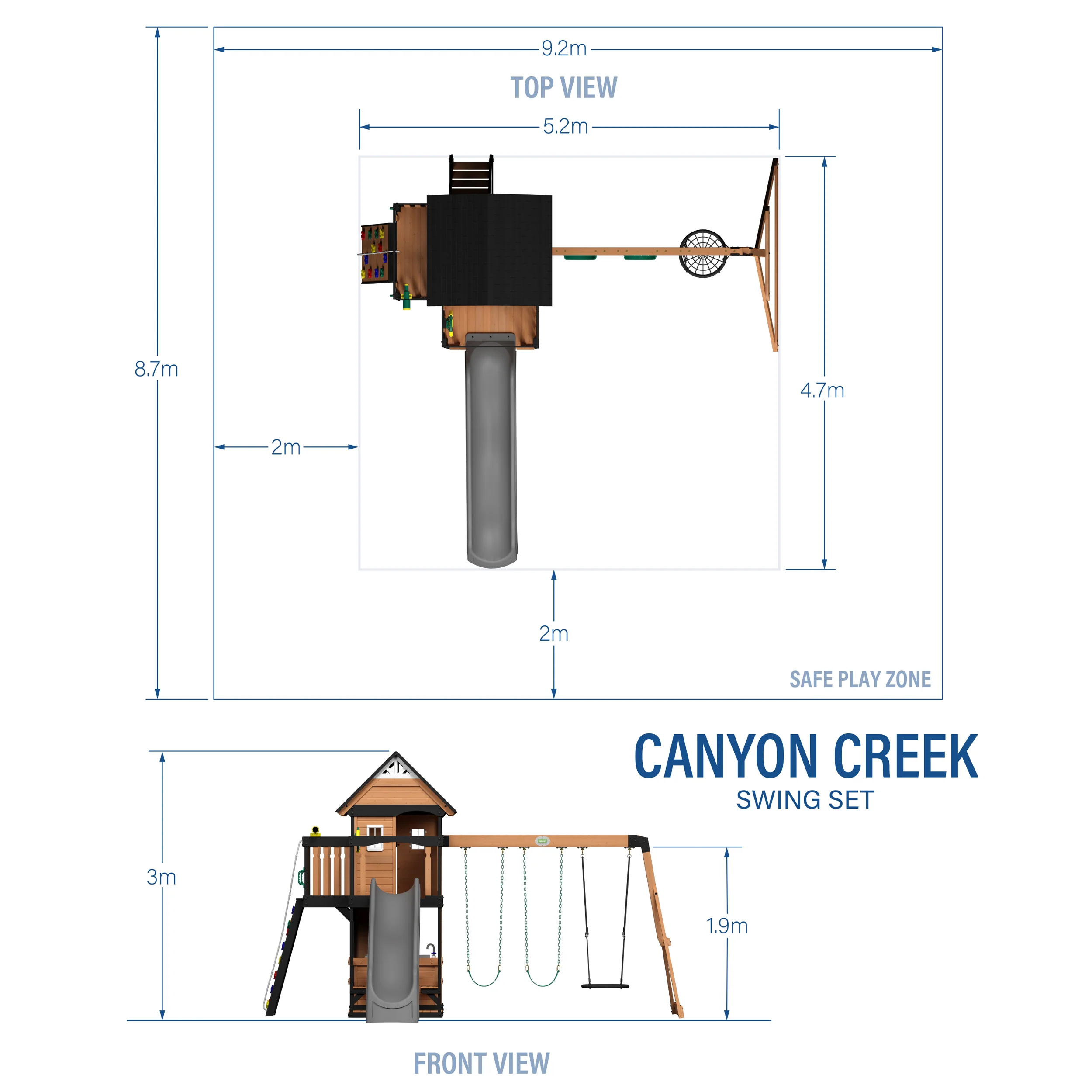 Canyon Creek Swing Set with Gray Wave Slide - Image 2