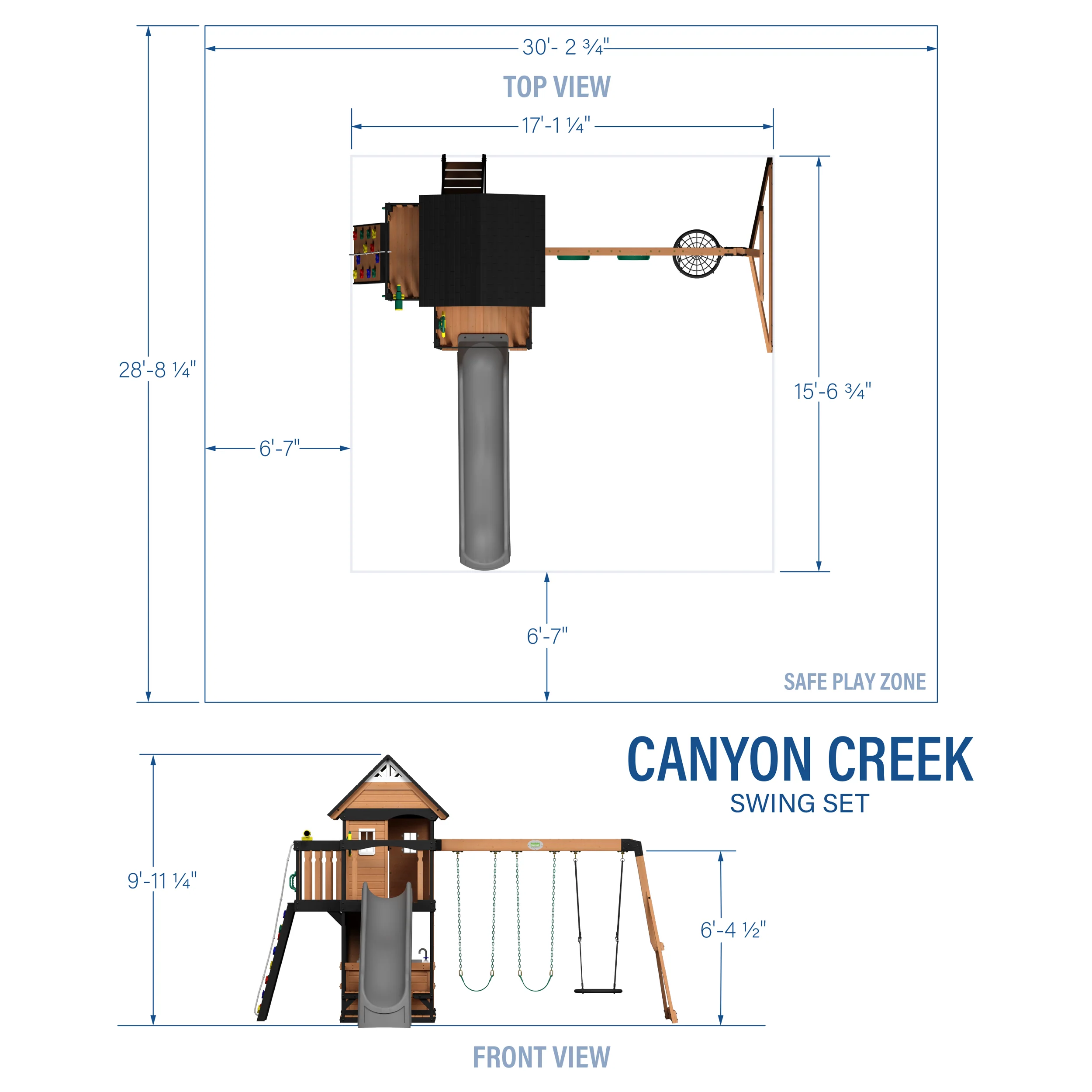 Canyon Creek Swing Set with Gray Wave Slide - Image 3