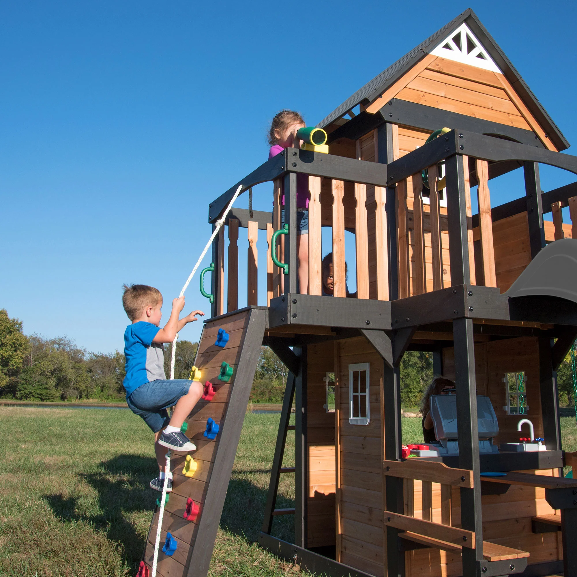 Canyon Creek Swing Set with Gray Wave Slide - Image 4
