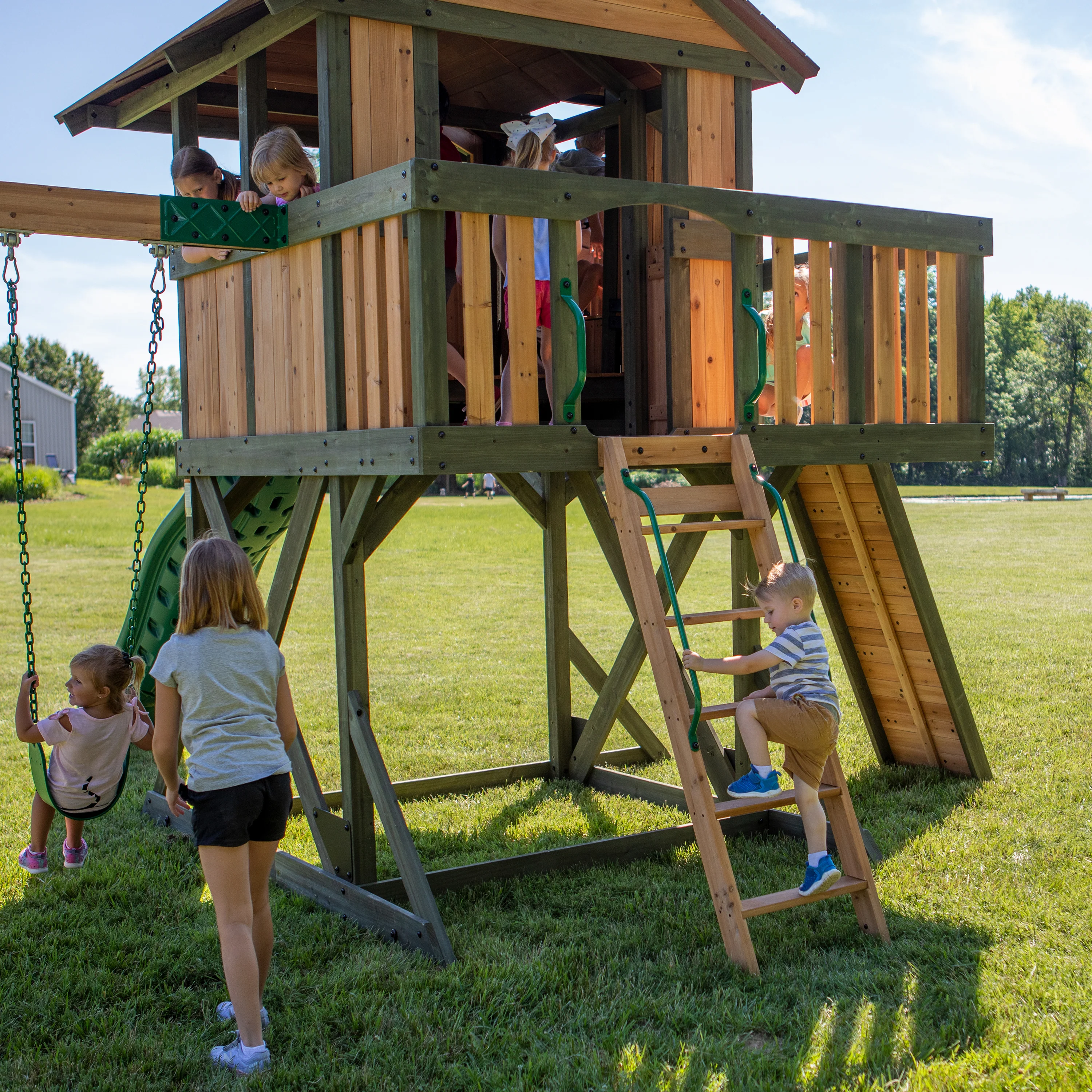 Eagles Nest Elite Swing Set with Green Wave Slide - Image 10