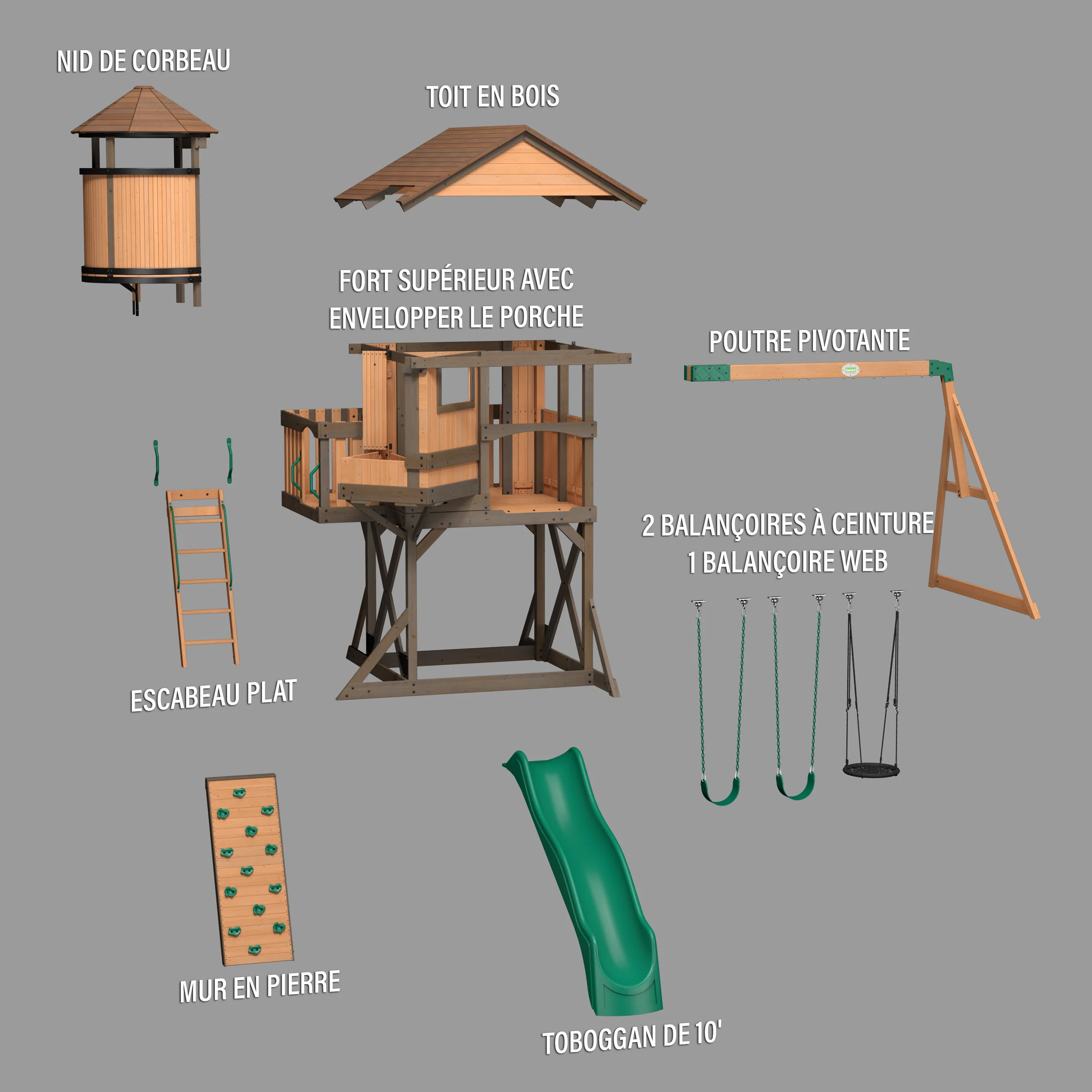 Eagles Nest Elite Swing Set with Green Wave Slide - Image 12