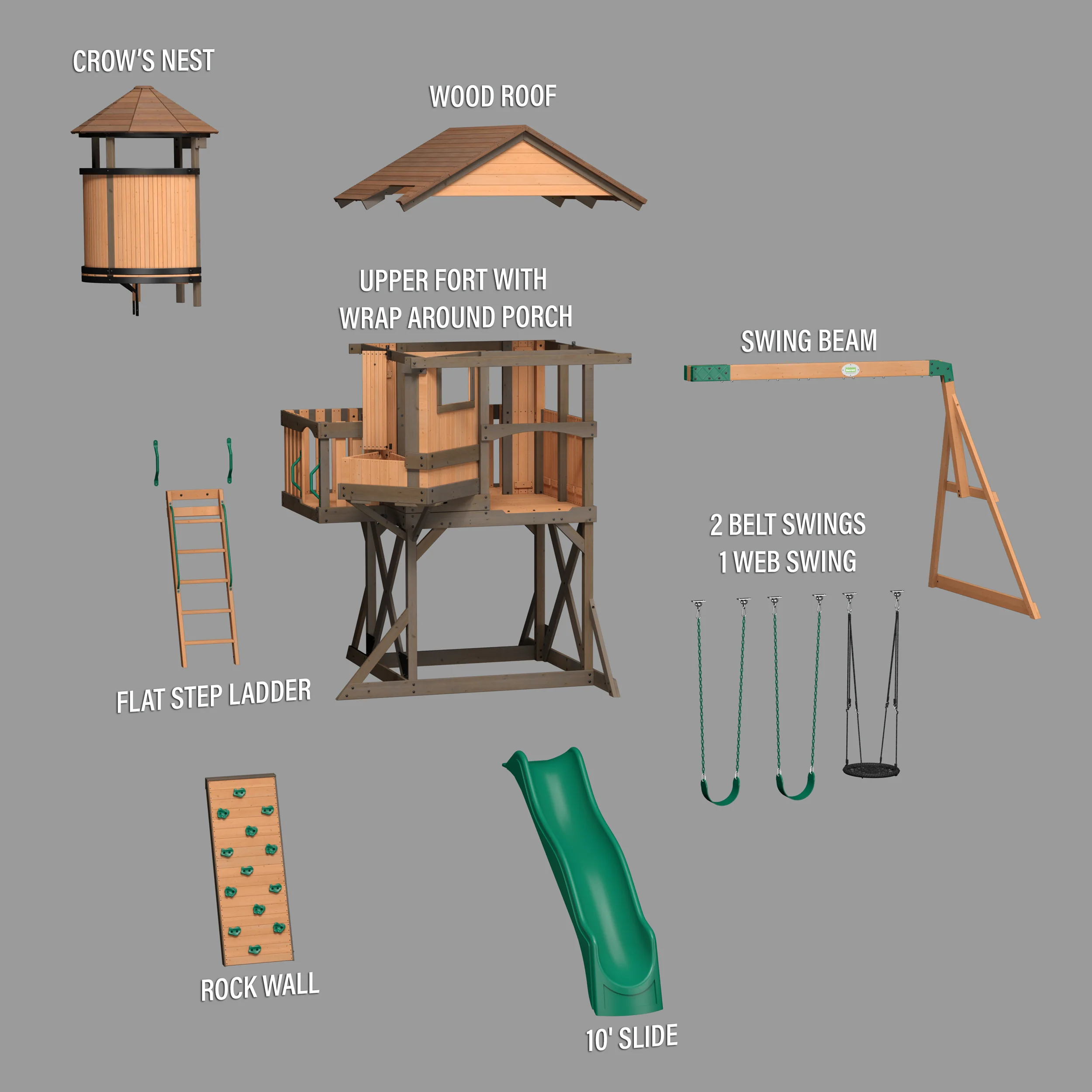 Eagles Nest Elite Swing Set with Green Wave Slide - Image 13