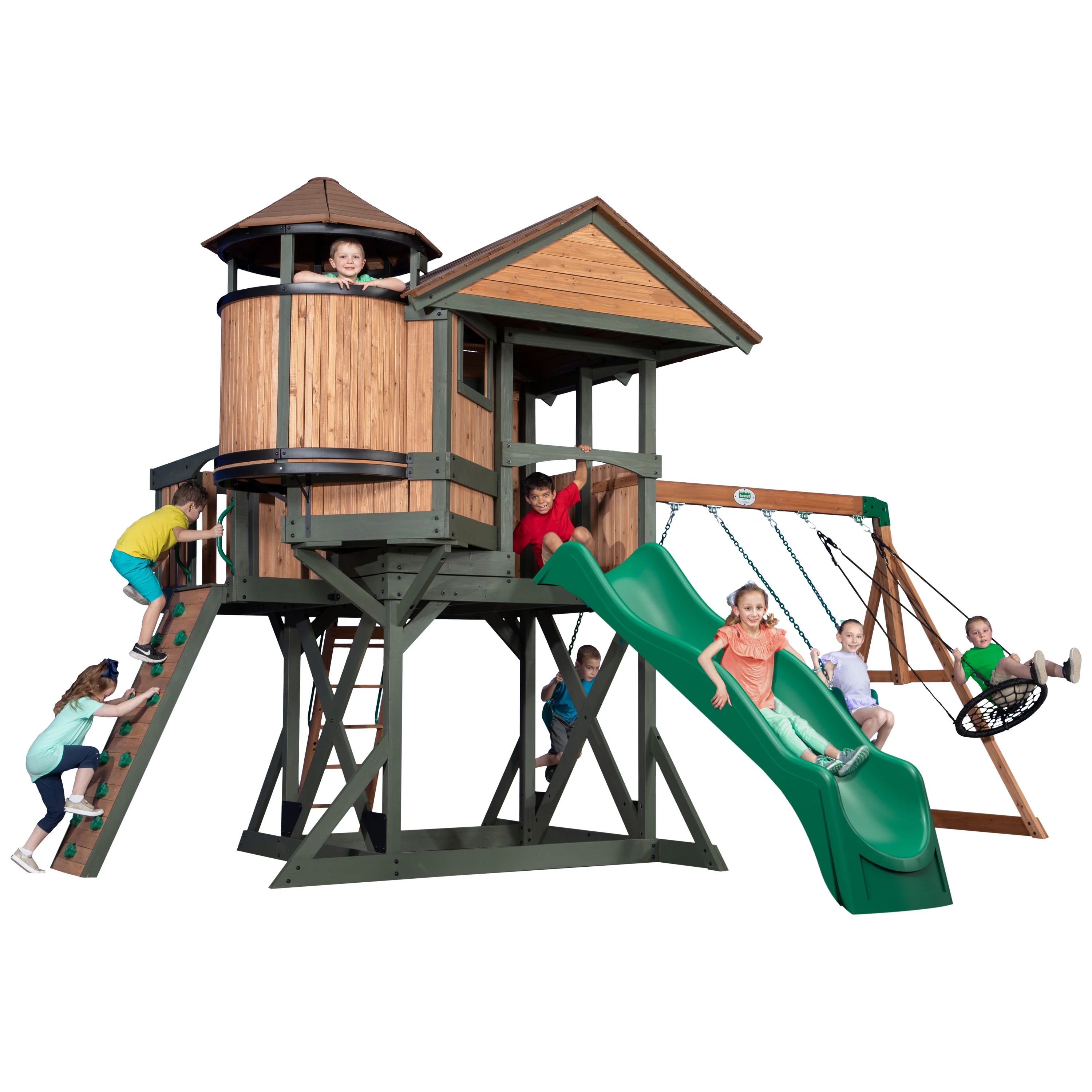 Eagles Nest Elite Swing Set with Green Wave Slide - Image 2