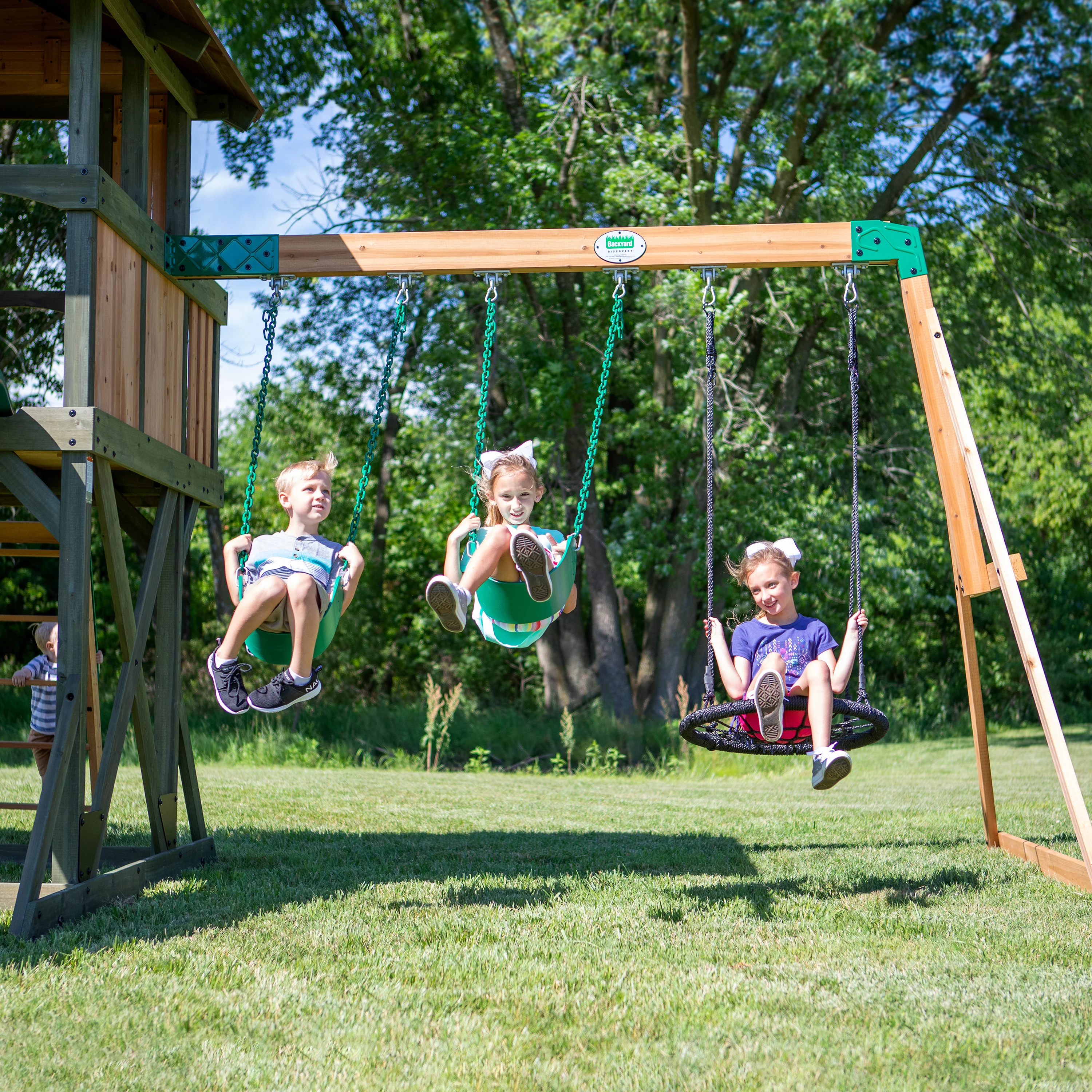 Eagles Nest Elite Swing Set with Green Wave Slide - Image 4