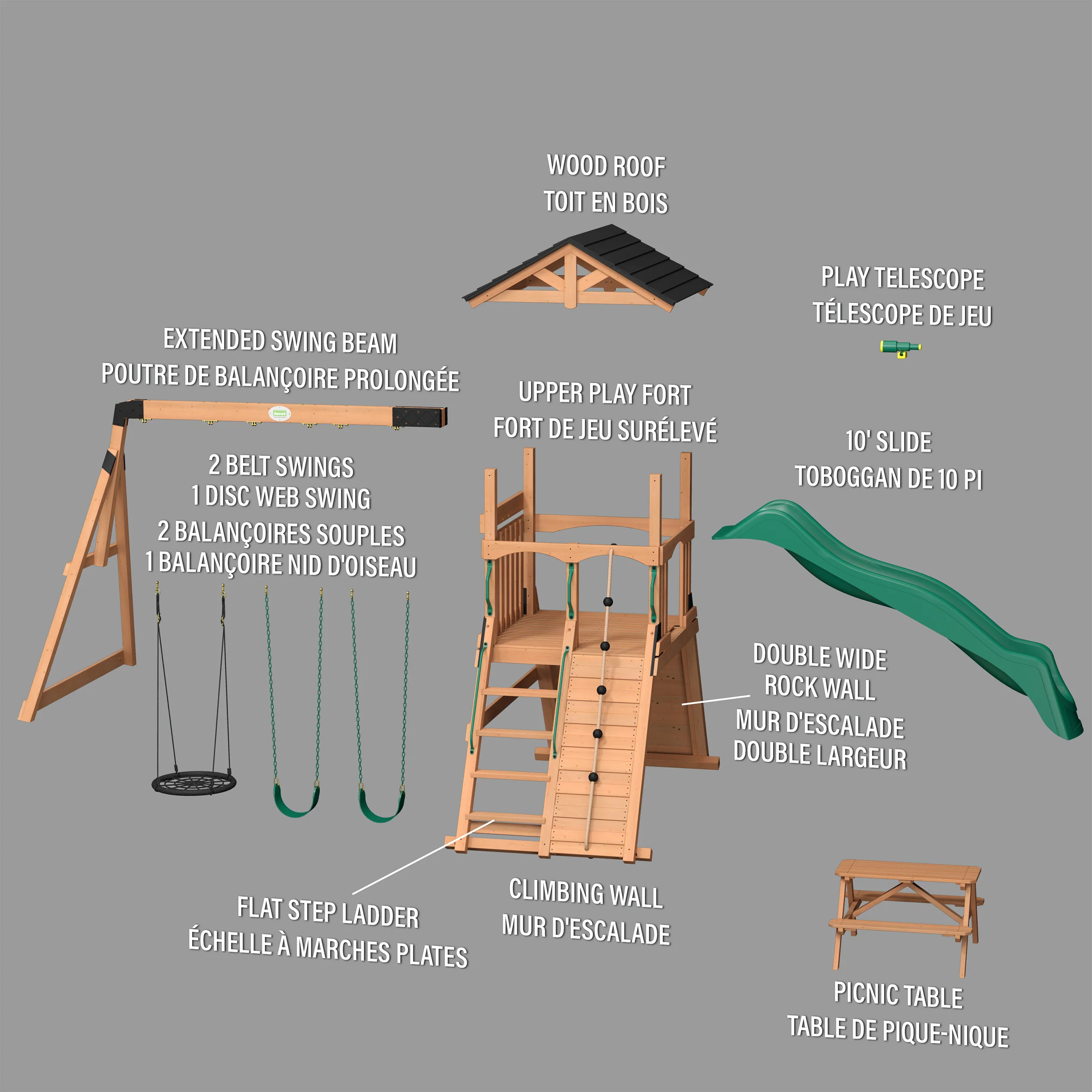 Endeavor II Swing Set With Green Wave Slide - Image 11