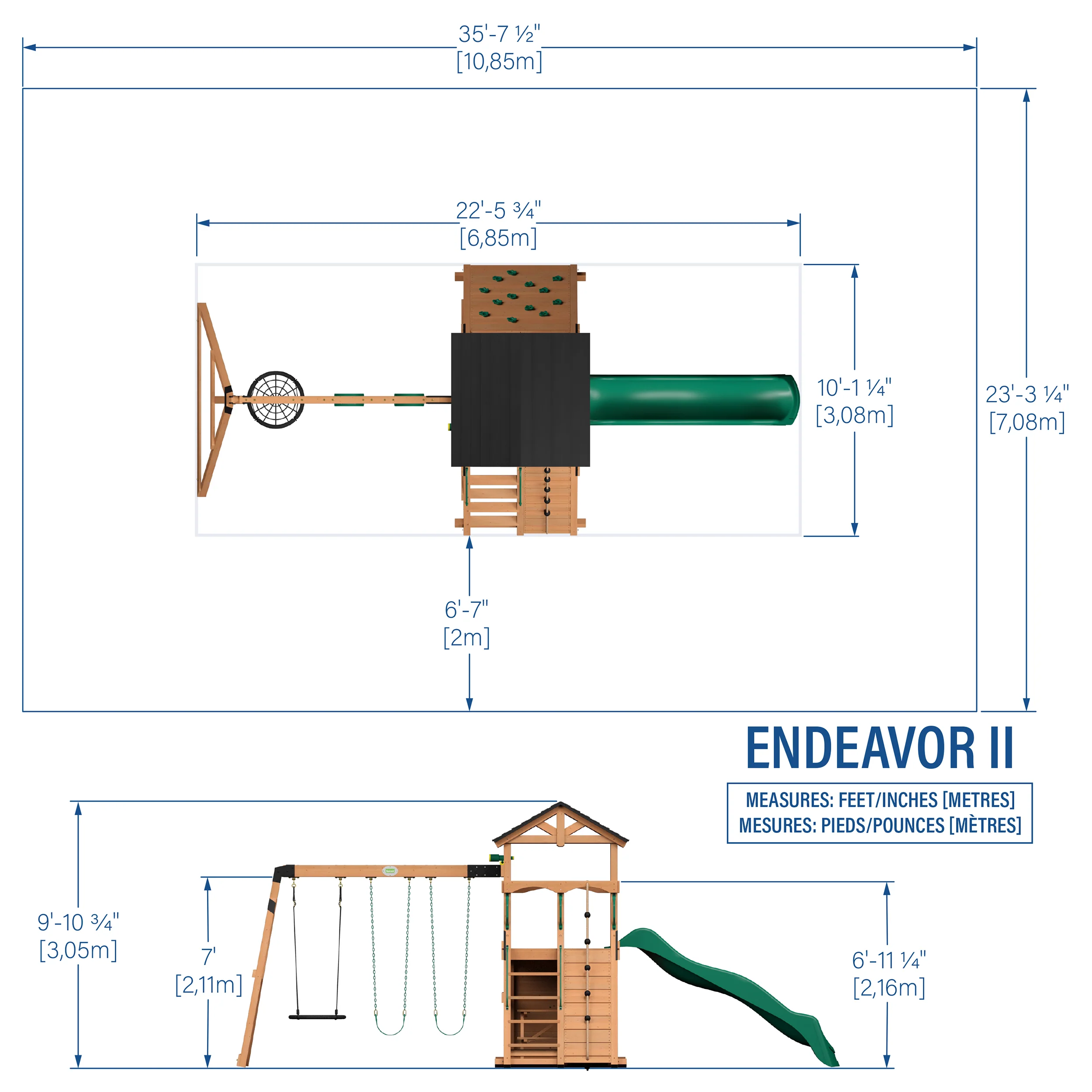 Endeavor II Swing Set With Green Wave Slide - Image 2