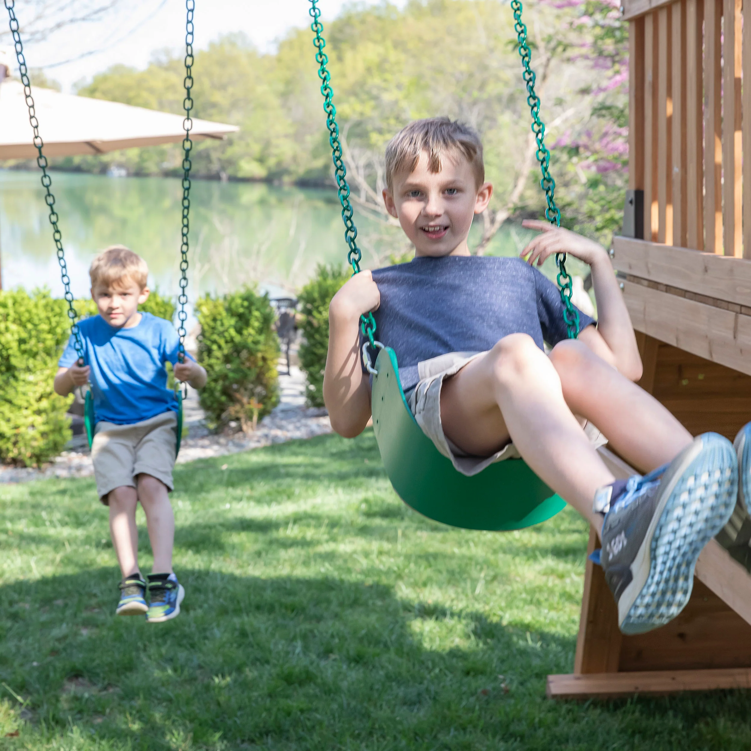 Endeavor II Swing Set With Green Wave Slide - Image 6