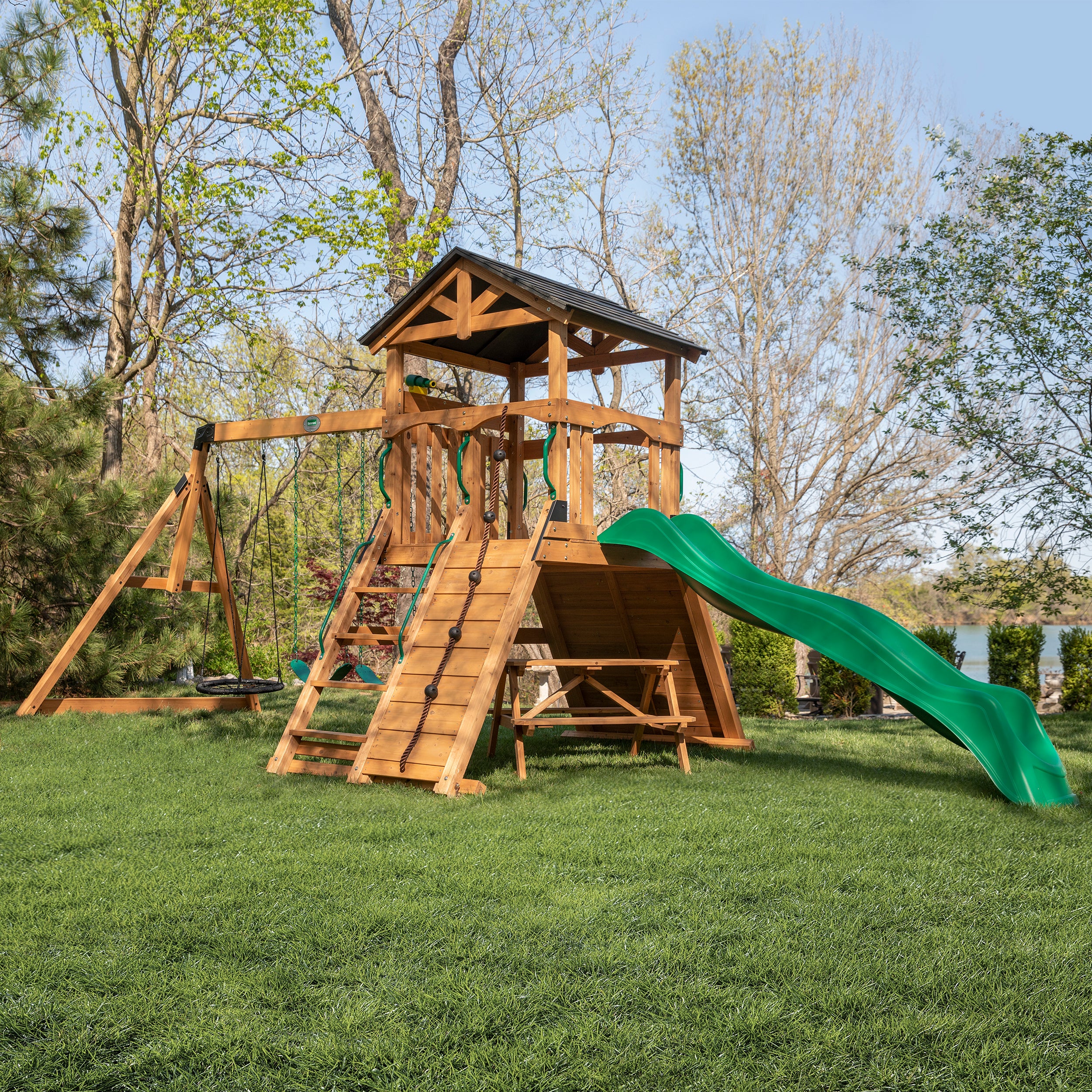 Endeavor II Swing Set With Green Wave Slide - Image 8