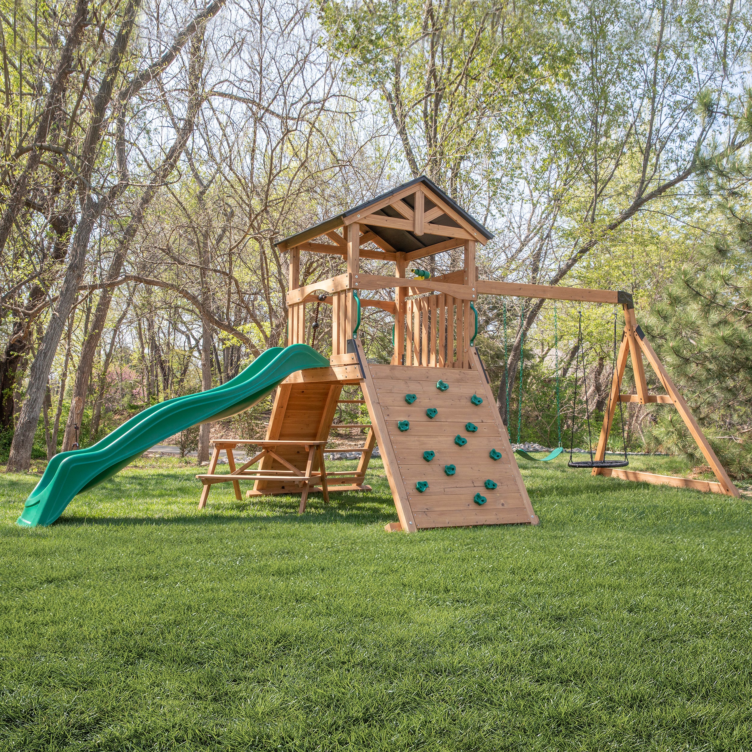 Endeavor II Swing Set With Green Wave Slide - Image 9