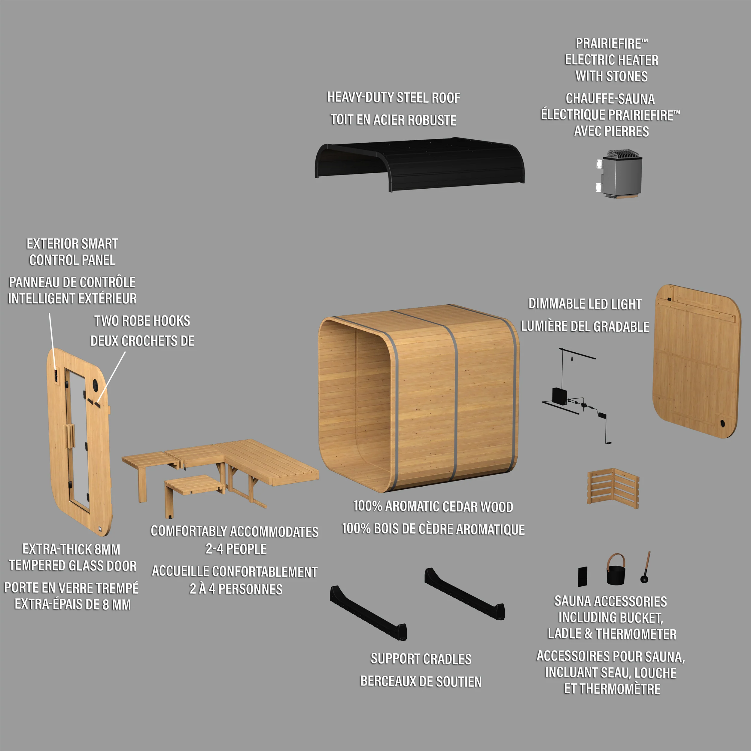 Lennon Outdoor Cube Sauna with Porch – 2-4 Person - Image 12