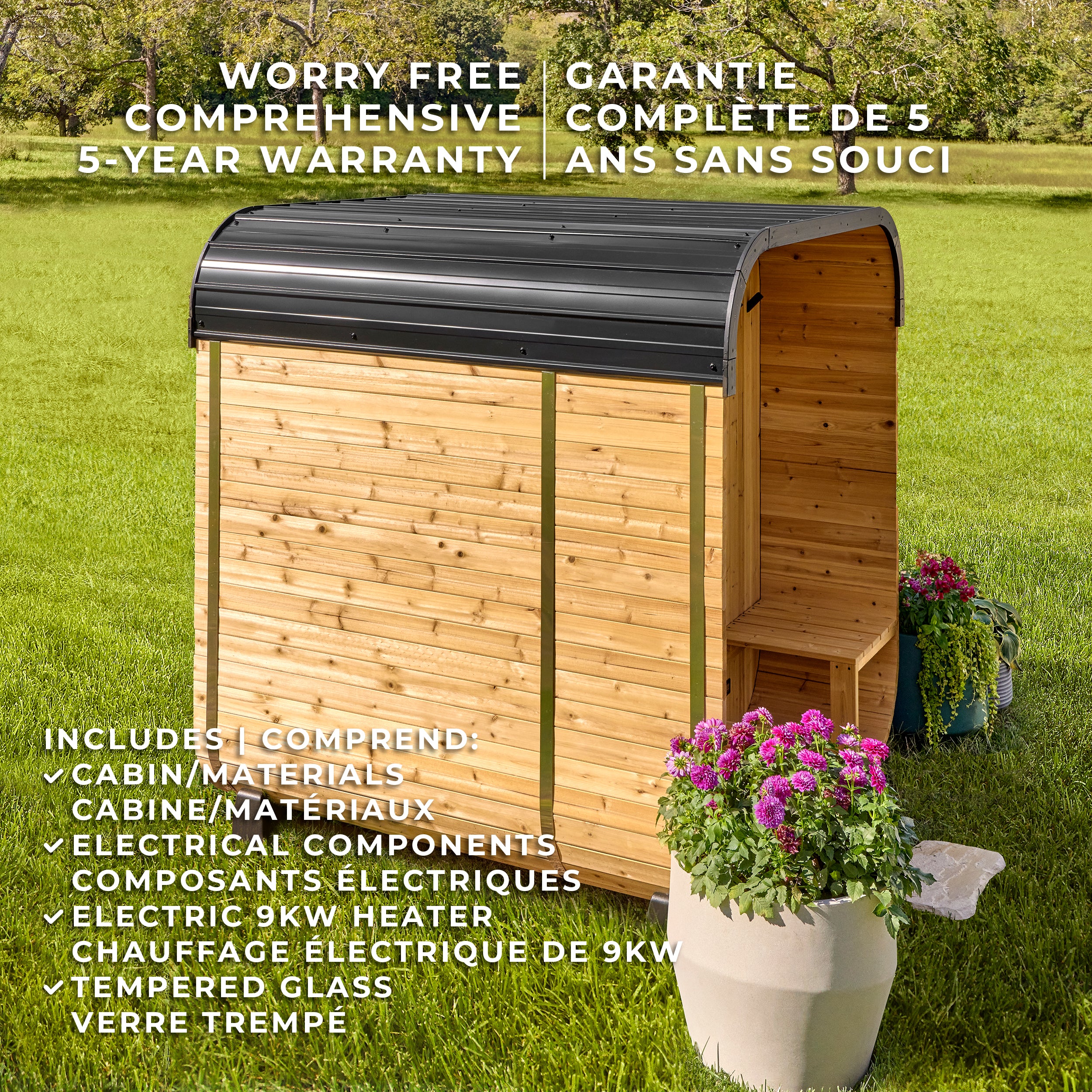 Lennon Outdoor Cube Sauna with Porch – 2-4 Person - Image 3