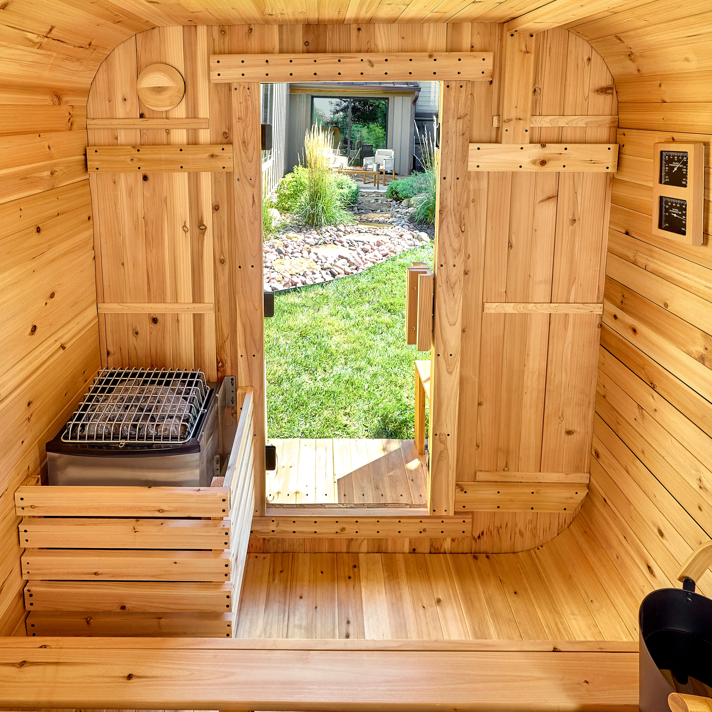 Lennon Outdoor Cube Sauna with Porch – 4-6 Person - Image 10