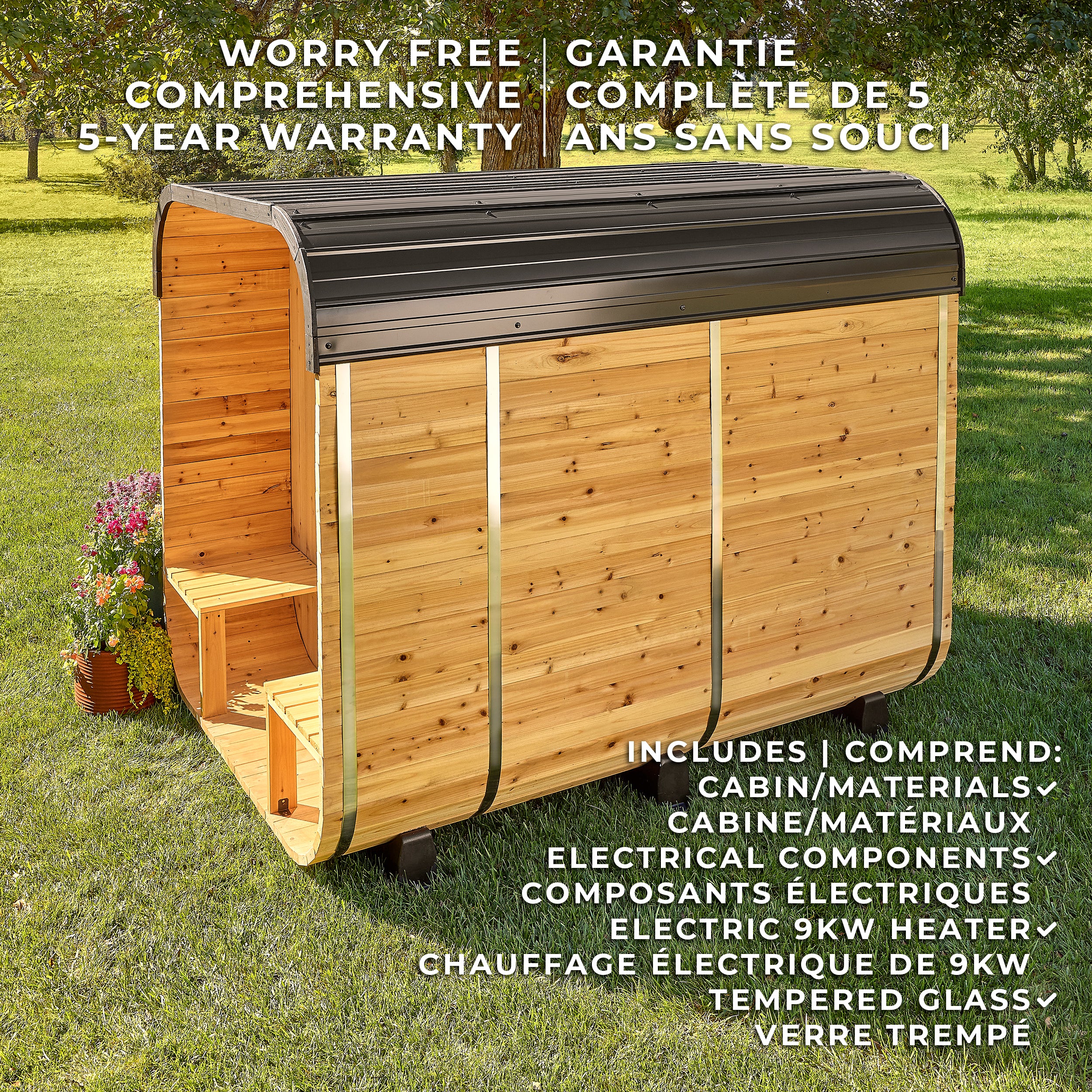 Lennon Outdoor Cube Sauna with Porch – 4-6 Person - Image 3