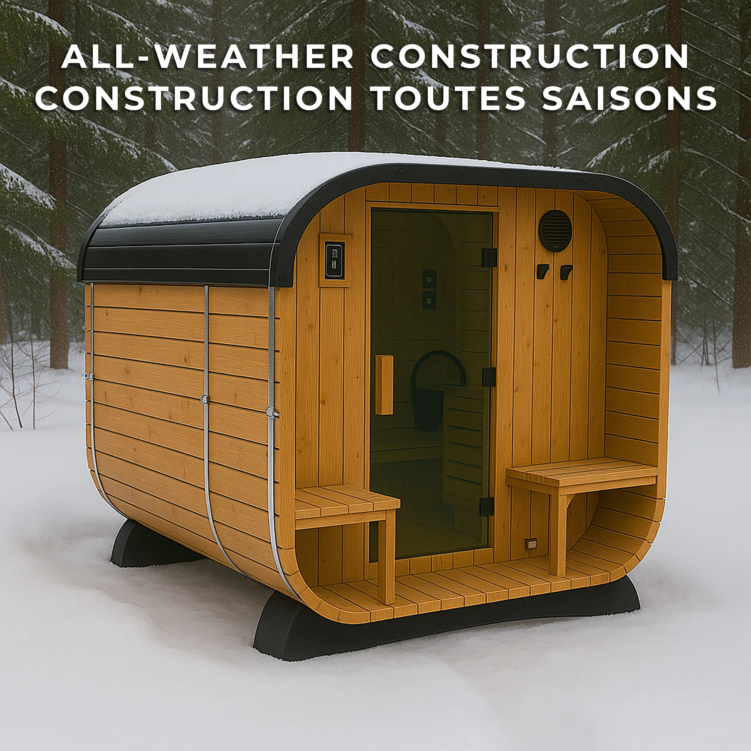 Lennon Outdoor Cube Sauna with Porch – 2-4 Person - Image 6