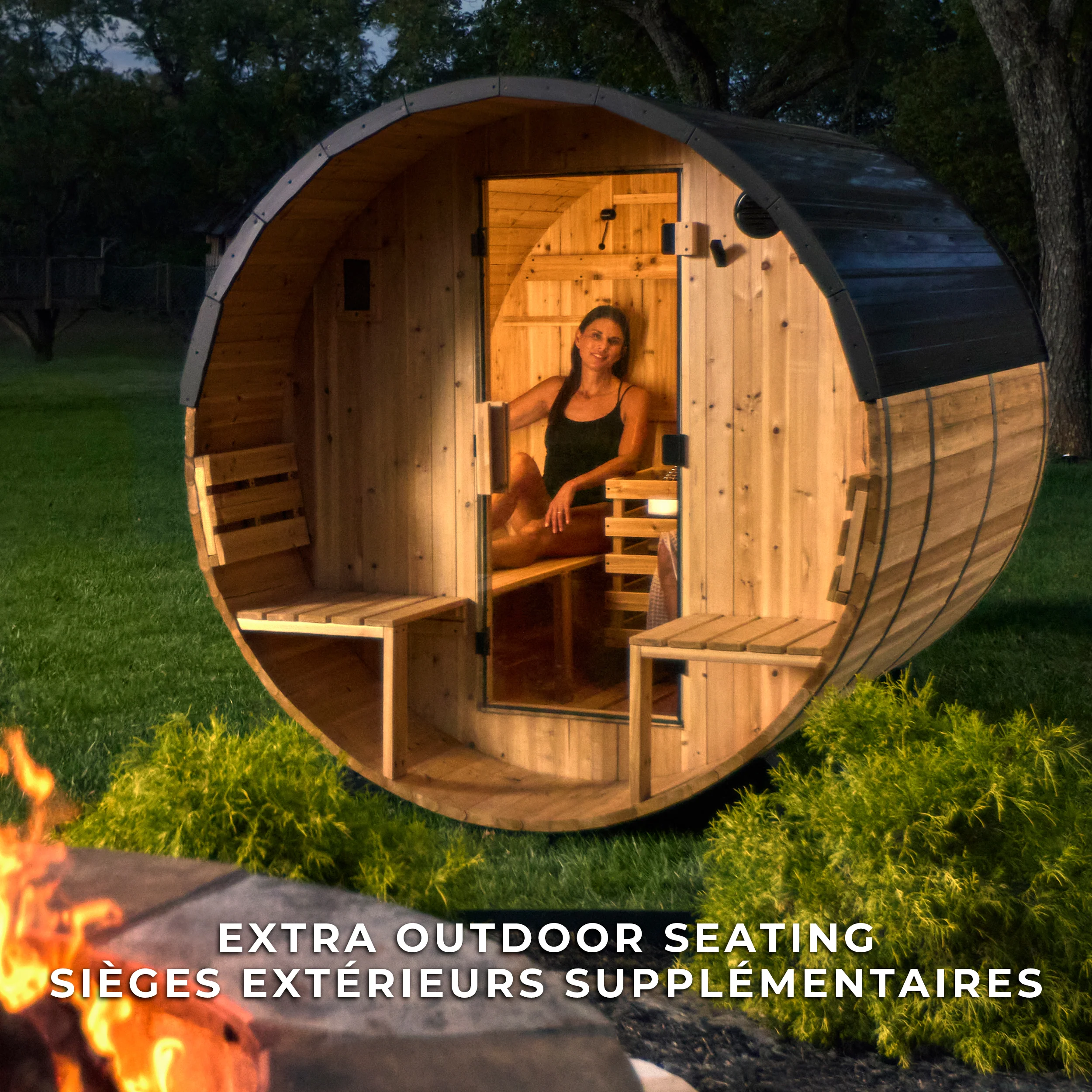 Paxton Outdoor Barrel Sauna with Porch – 2-4 Person - Image 11
