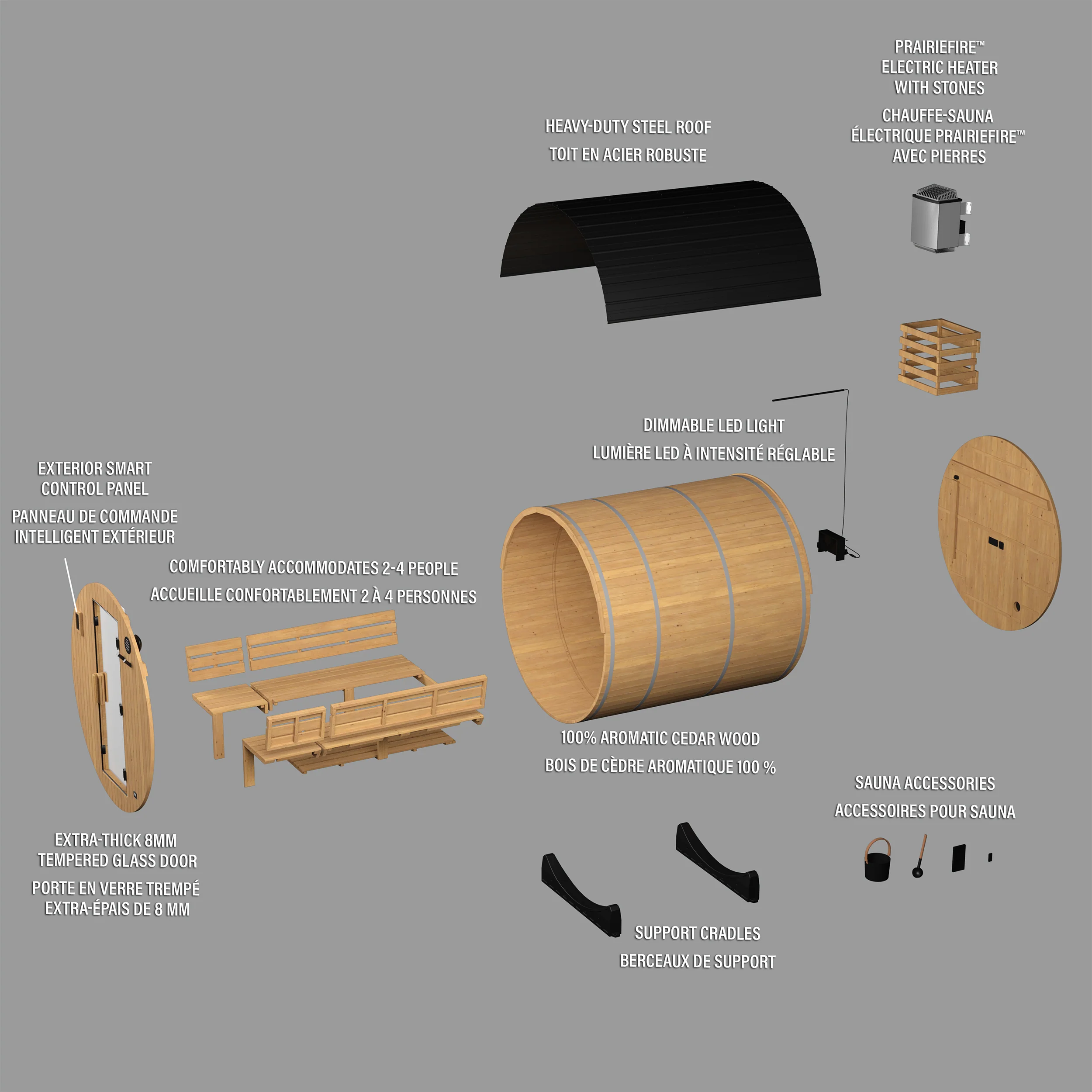 Paxton Outdoor Barrel Sauna with Porch – 2-4 Person - Image 15