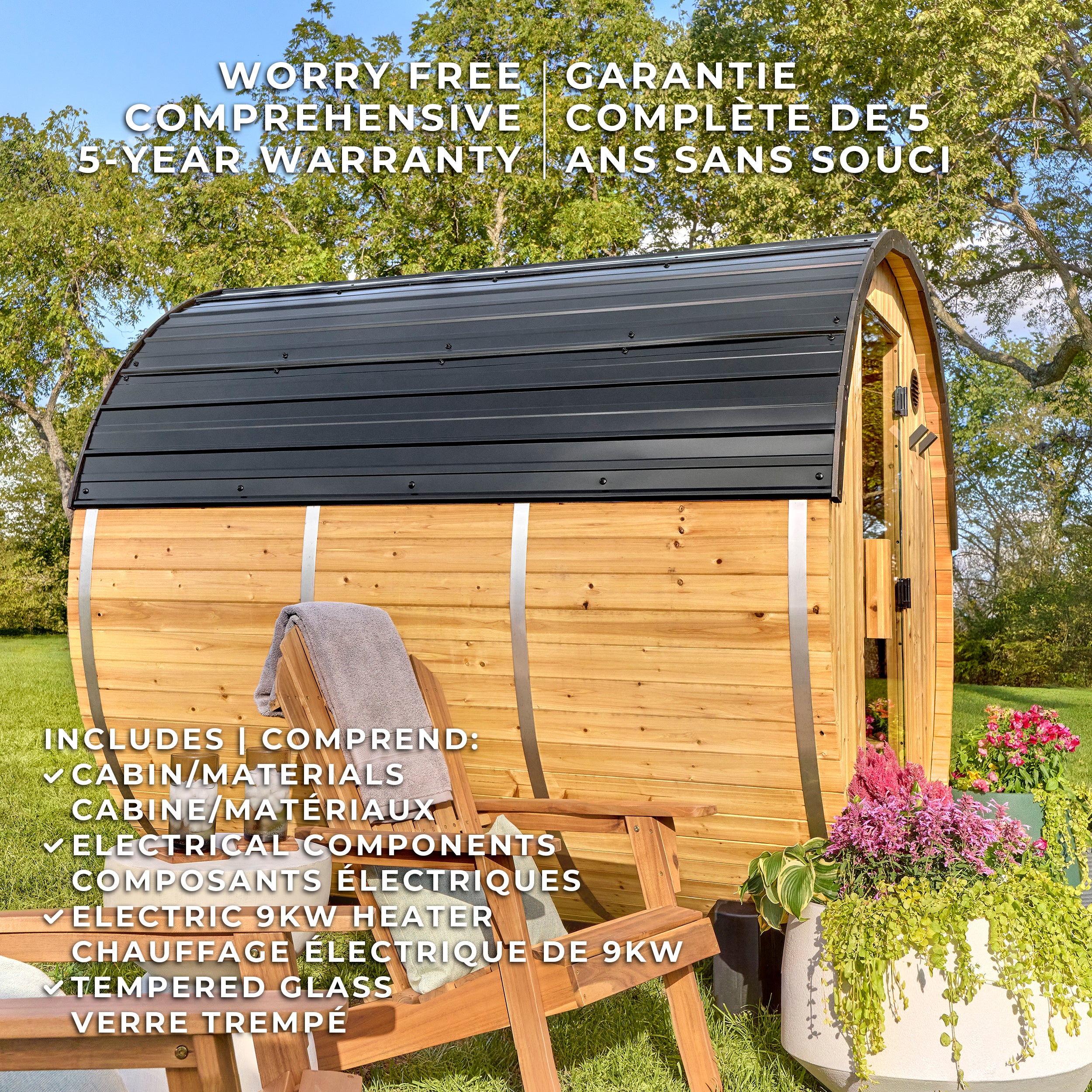 Paxton Outdoor Barrel Sauna – 4-6 Person - Image 3
