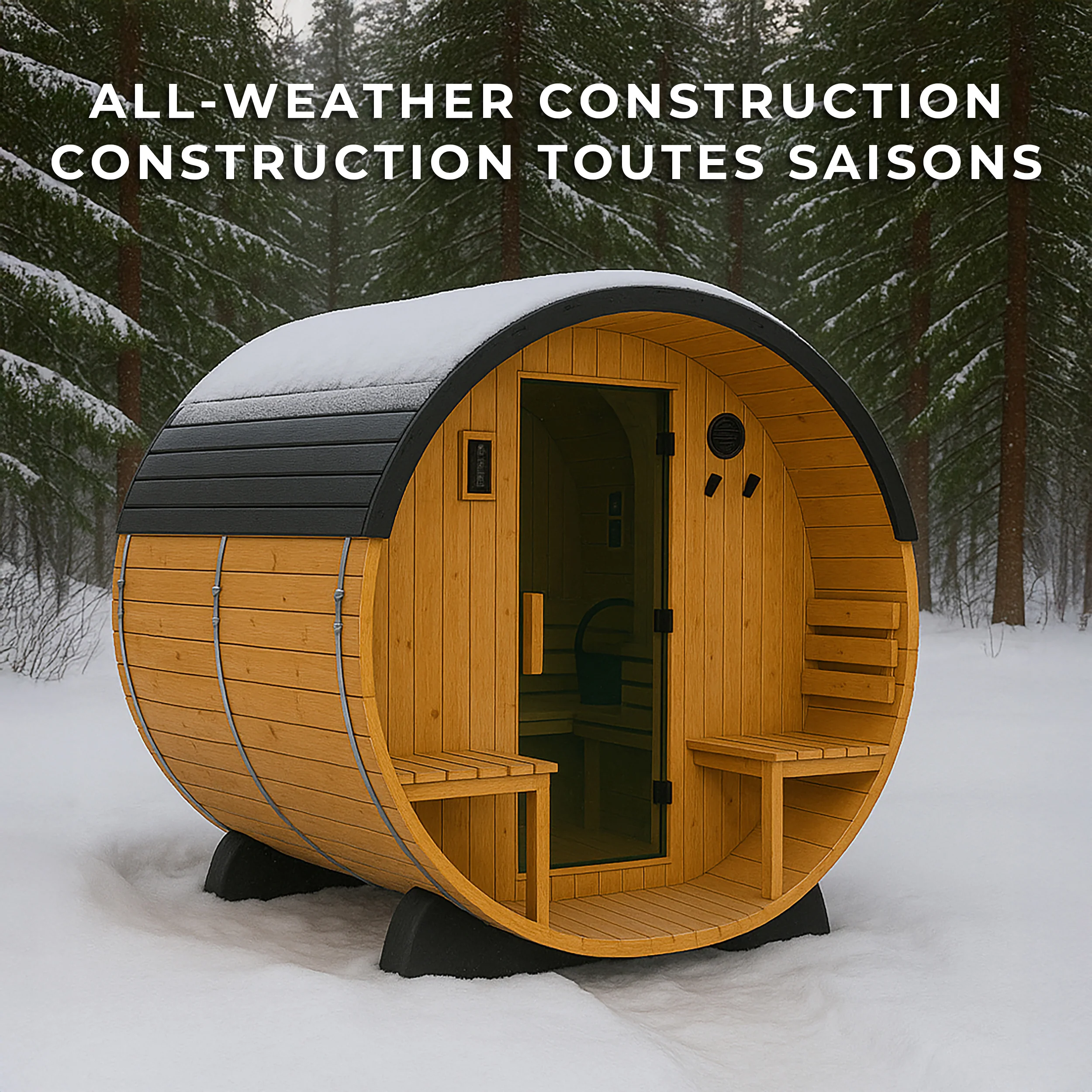 Paxton Outdoor Barrel Sauna with Porch – 2-4 Person - Image 6