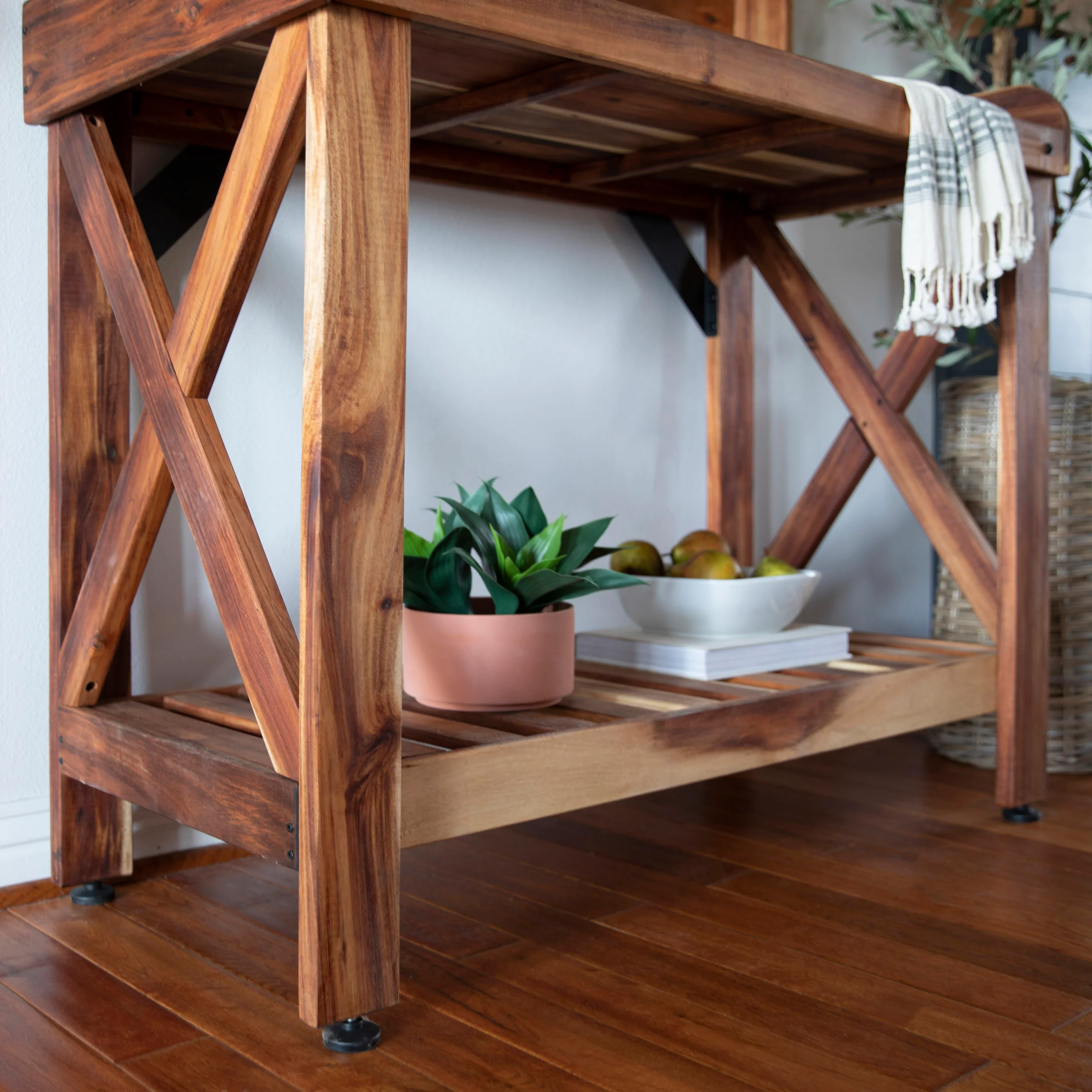 Potting Table/Bench/Serving Bar - Acacia Wood - Image 12