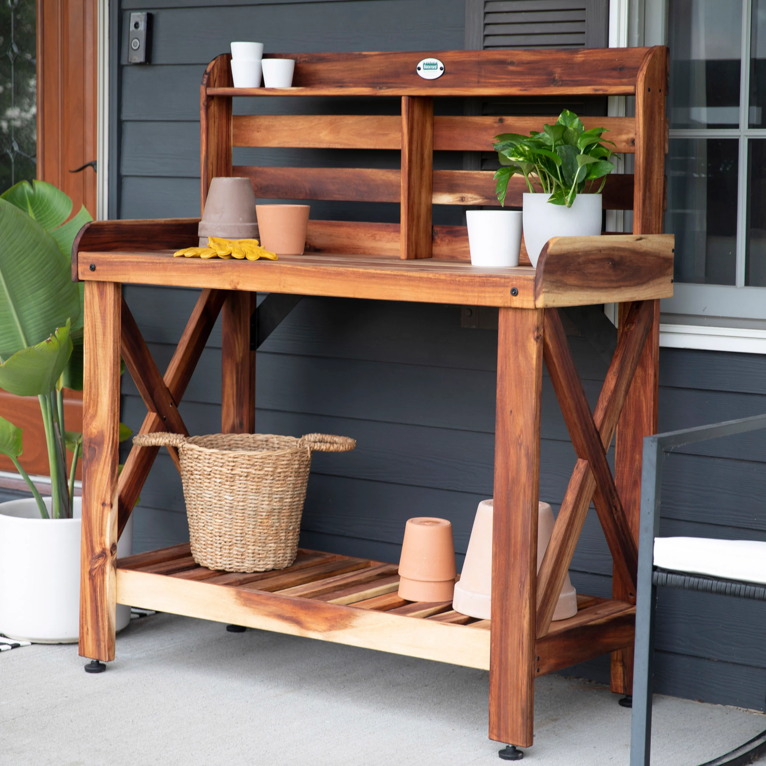 Potting Table/Bench/Serving Bar - Acacia Wood - Image 3