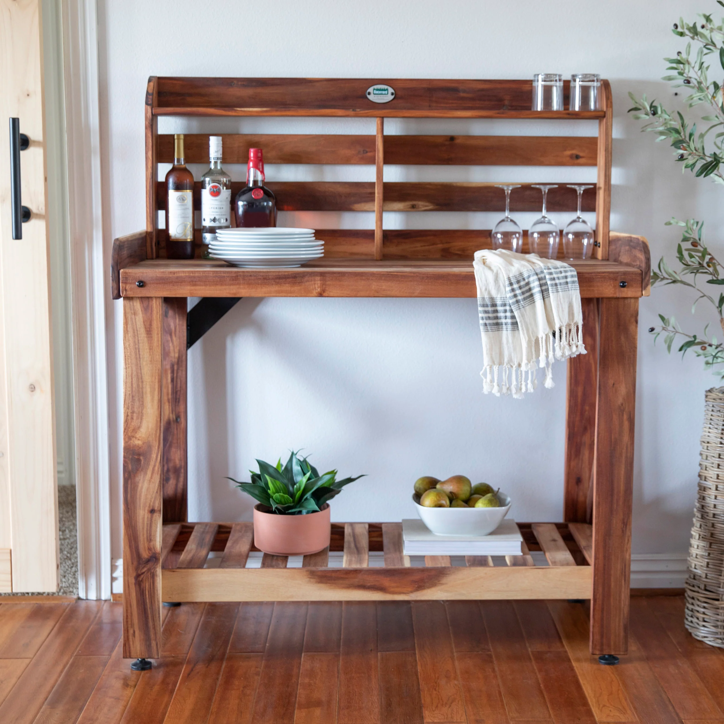 Potting Table/Bench/Serving Bar - Acacia Wood - Image 7