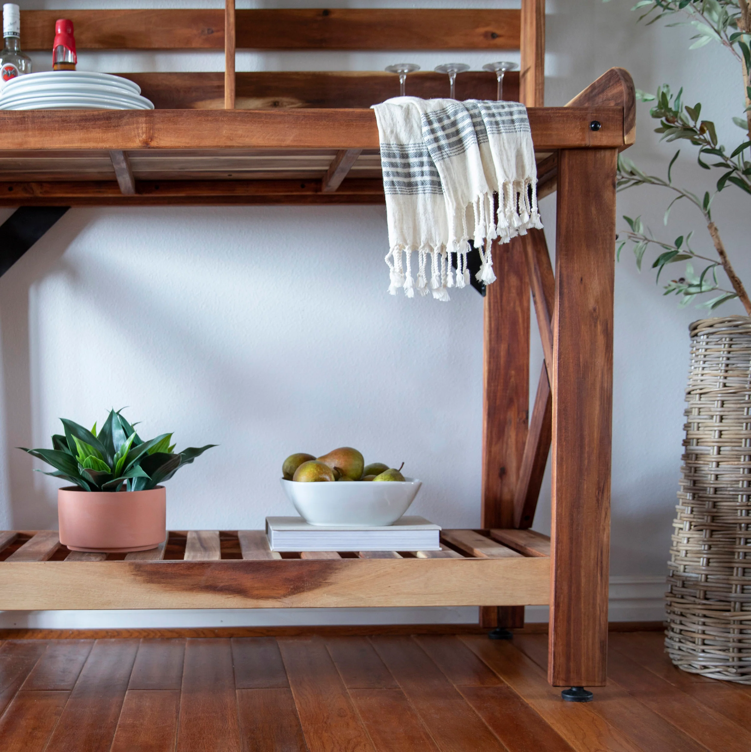Potting Table/Bench/Serving Bar - Acacia Wood - Image 9