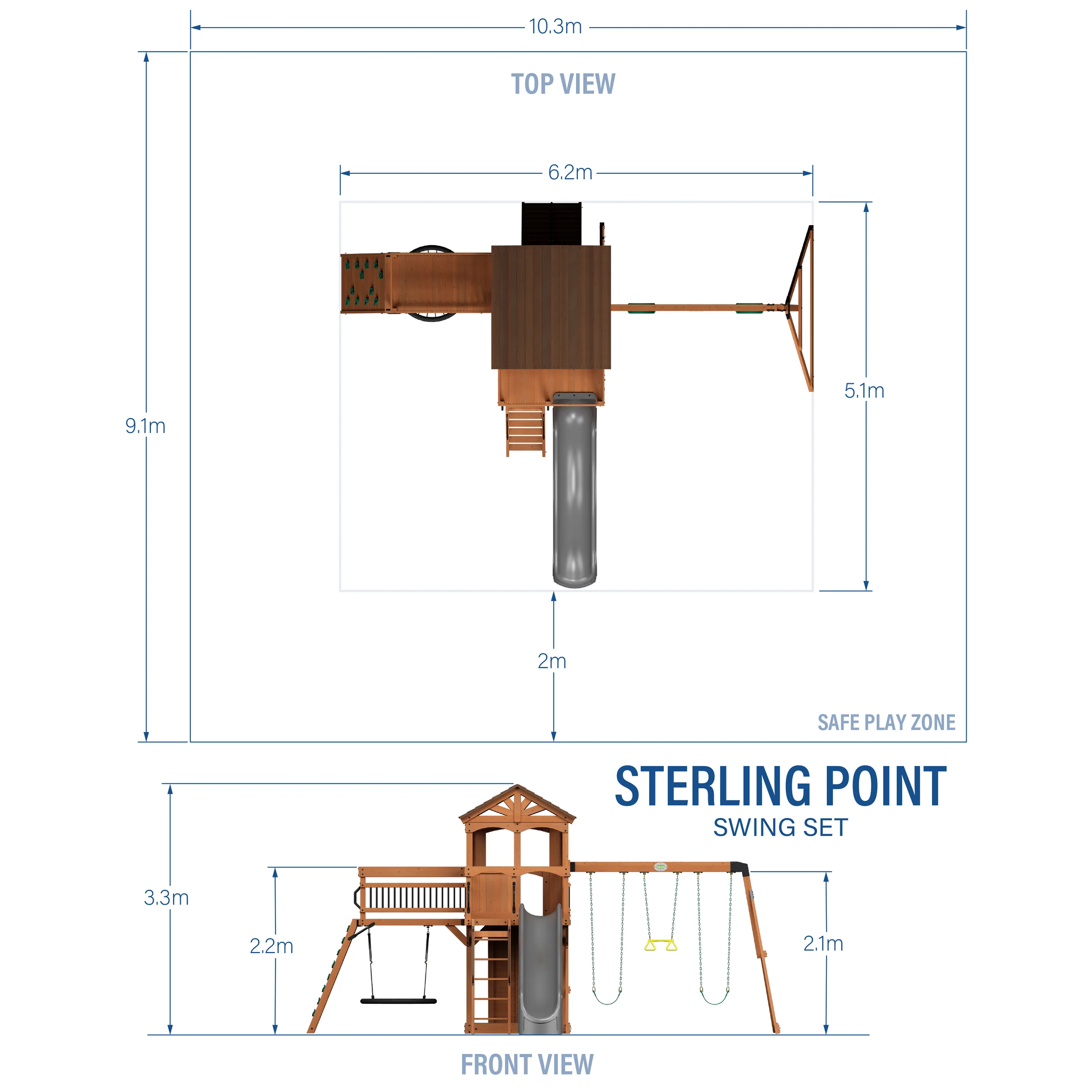 Sterling Point Swing Set with Gray Wave Slide - Image 2